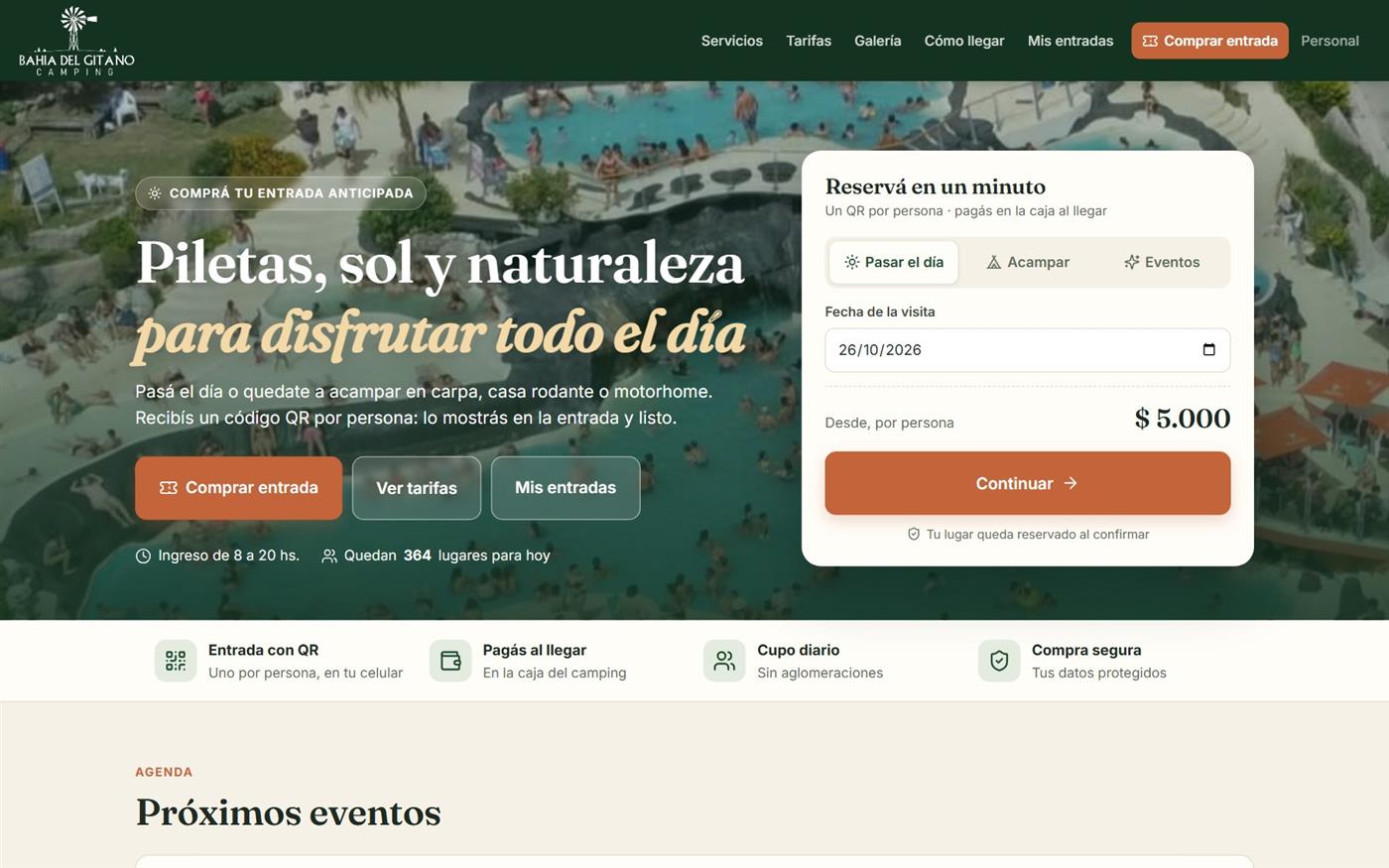 Página de entradas de Bahía del Gitano Camping